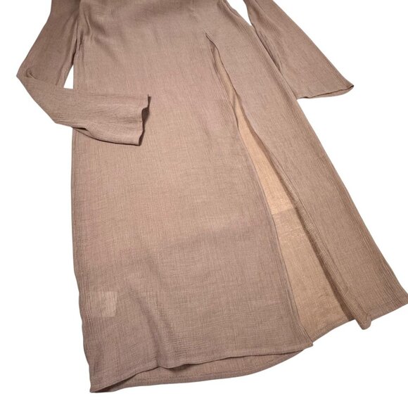 NWT Reformation Callum Maxi Dress Sz.XS Taupe Sheer Gauze Minimalist Boho - Picture 12 of 16